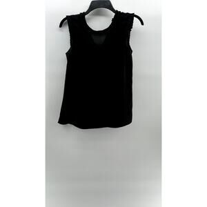J.CREW Women's Black Solid Semi Sheer Tie-Back Crewneck Sleeveless Top SZ 00